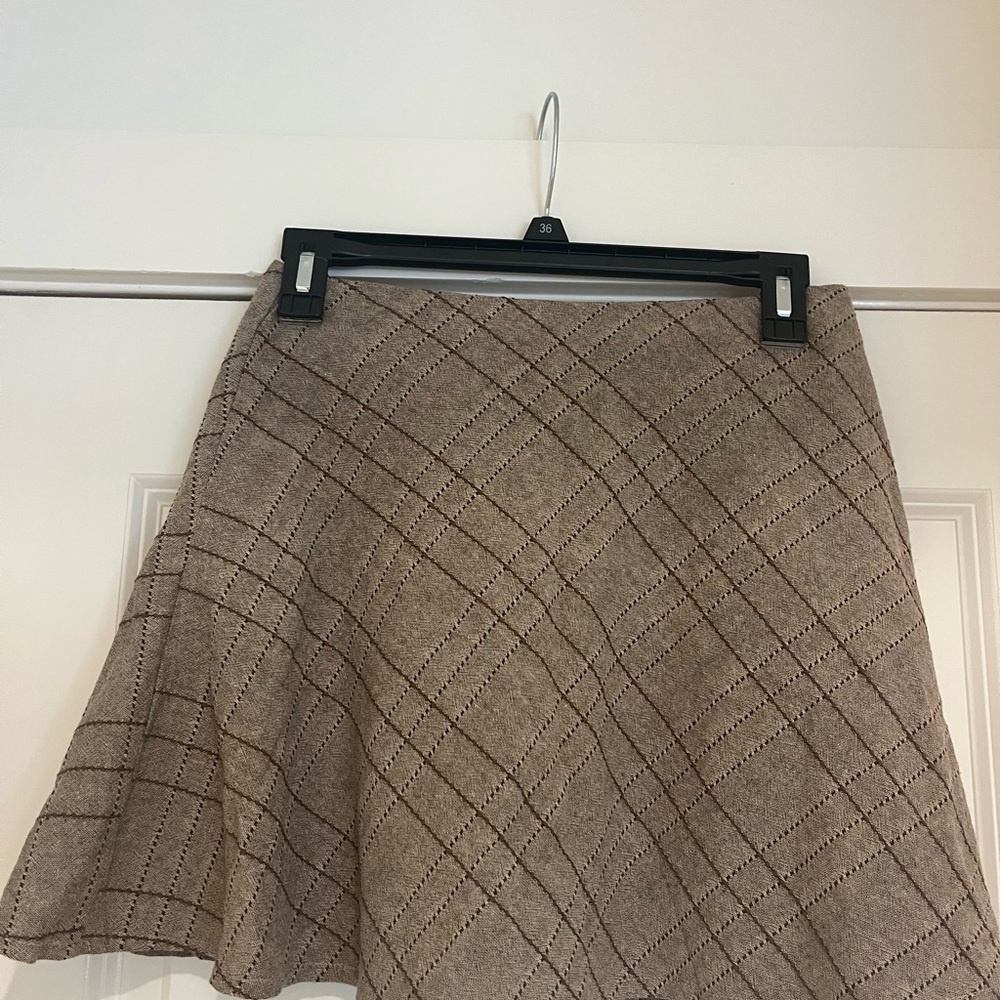 Brown Asymmetrical A-Line Mini Skirt for Work